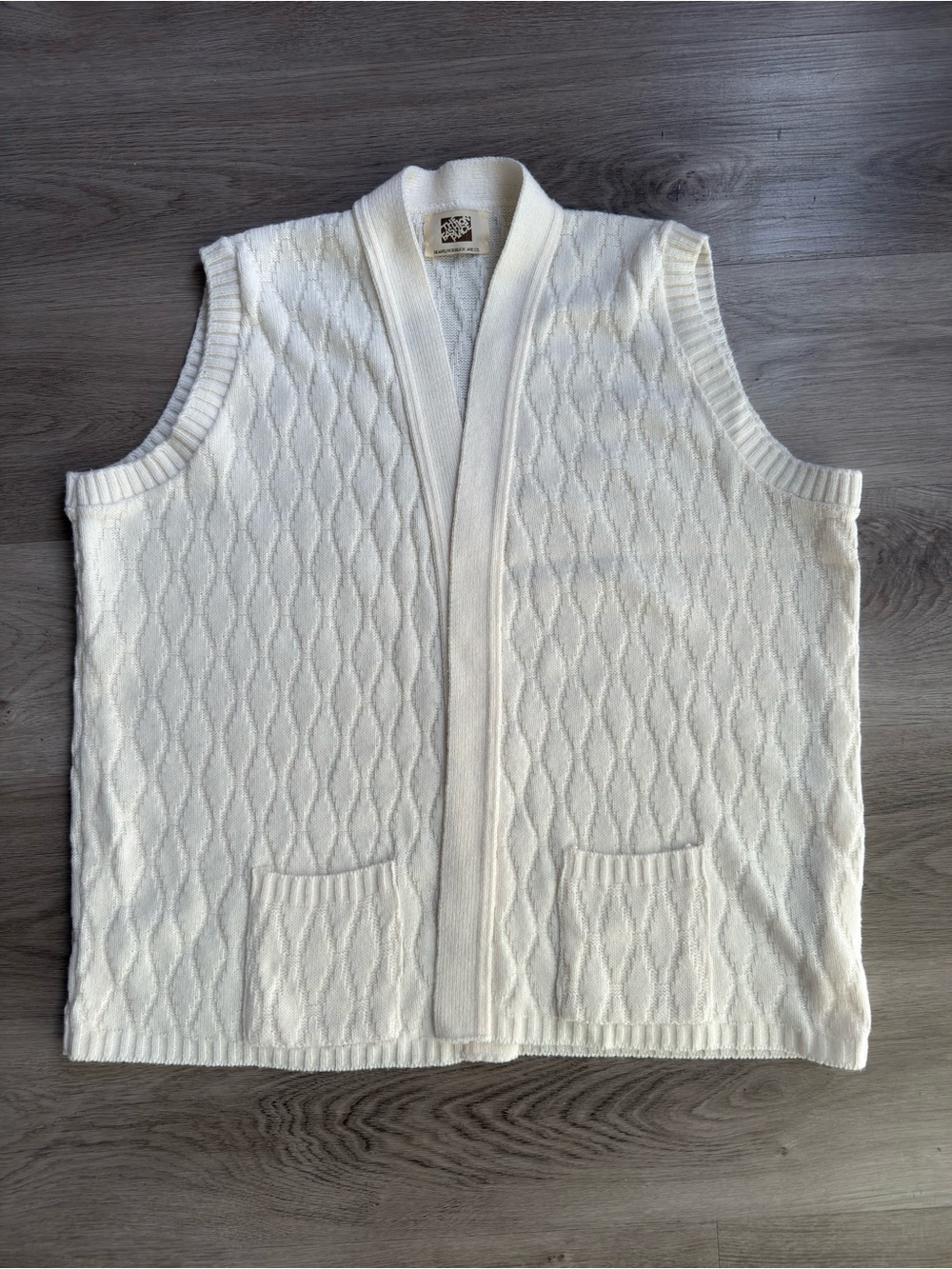 Vintage Sears Roebuck Cream Cable Knit Sweater Vest